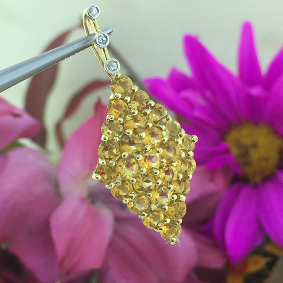 Prong Set Golden Topaz Gold Plated Silver Pendant - Picture 6 of 6